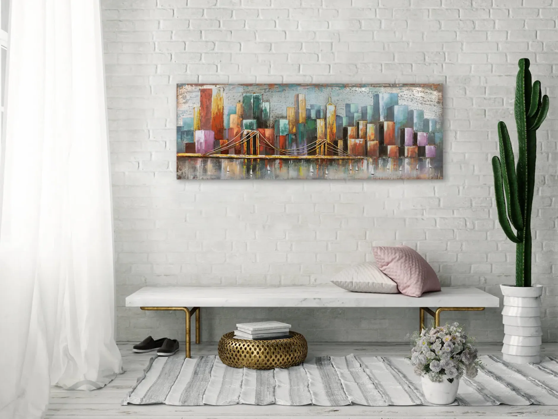 Metallbild 3D 'Bridge the Gap' 140x50x4cm