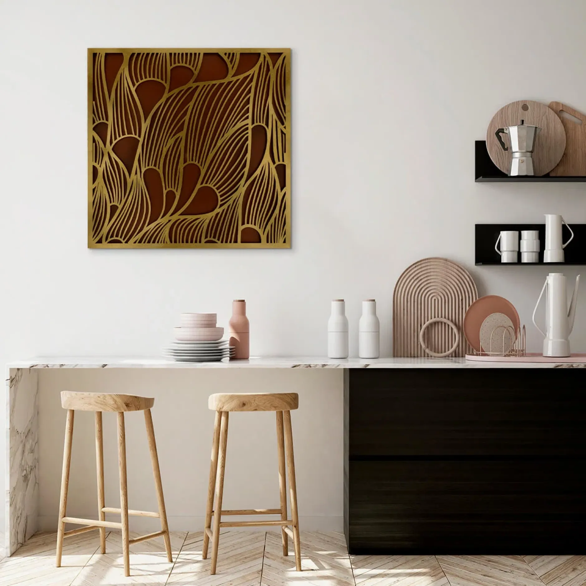 Metallbild 3D 'Das Gold der Natur' 80x80x2,5cm