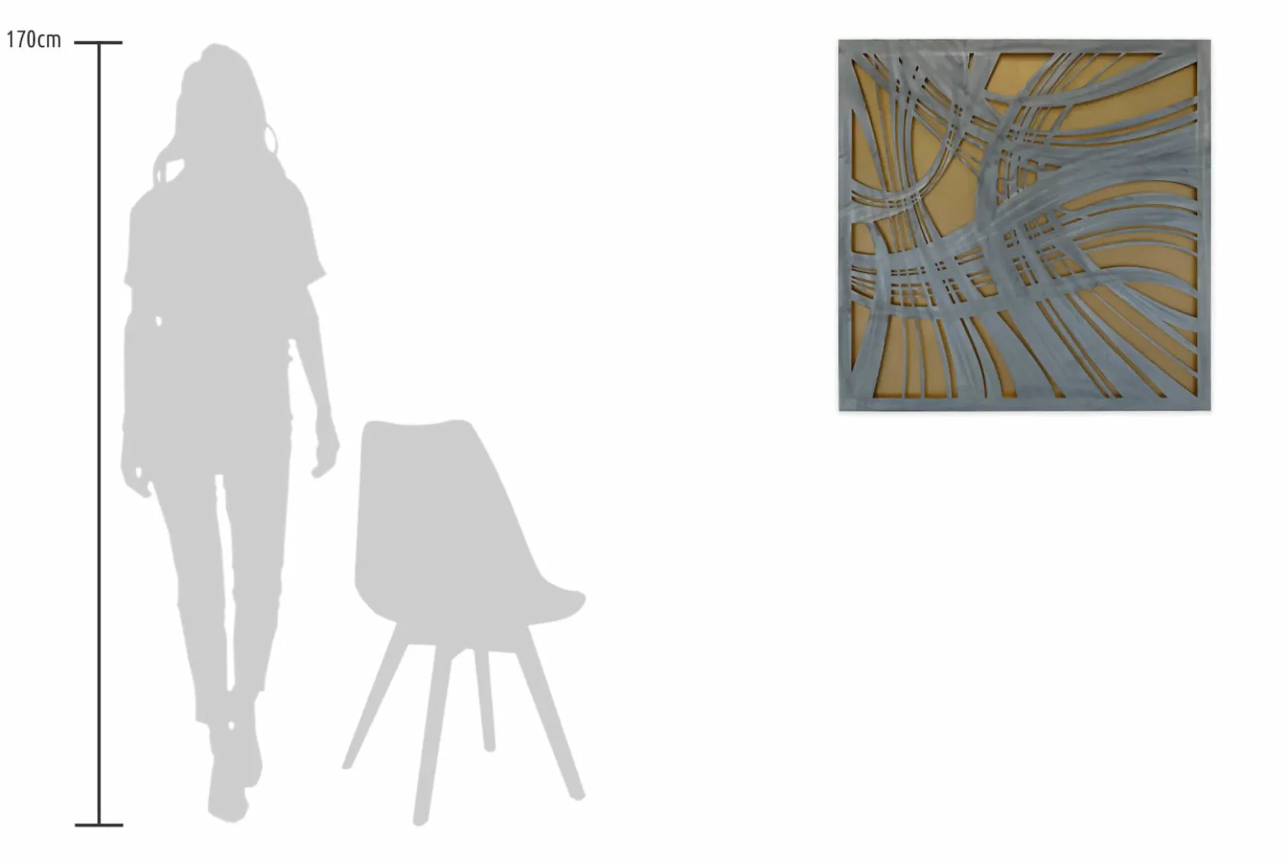 Metallbild 3D 'Das Silber des Windes' 80x80x2,5cm