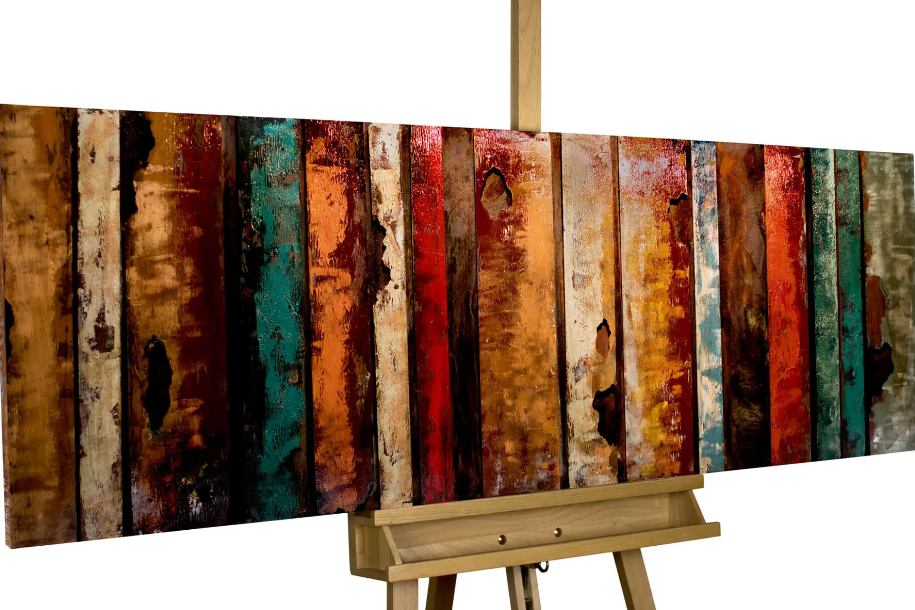 Metallbild 3D 'Flashy Wood' 144x44x5cm