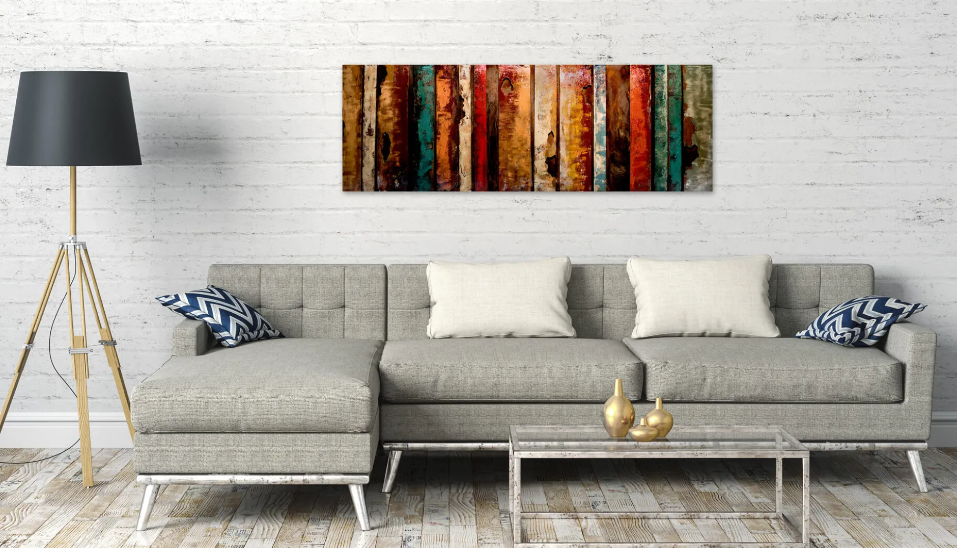 Metallbild 3D 'Flashy Wood' 144x44x5cm