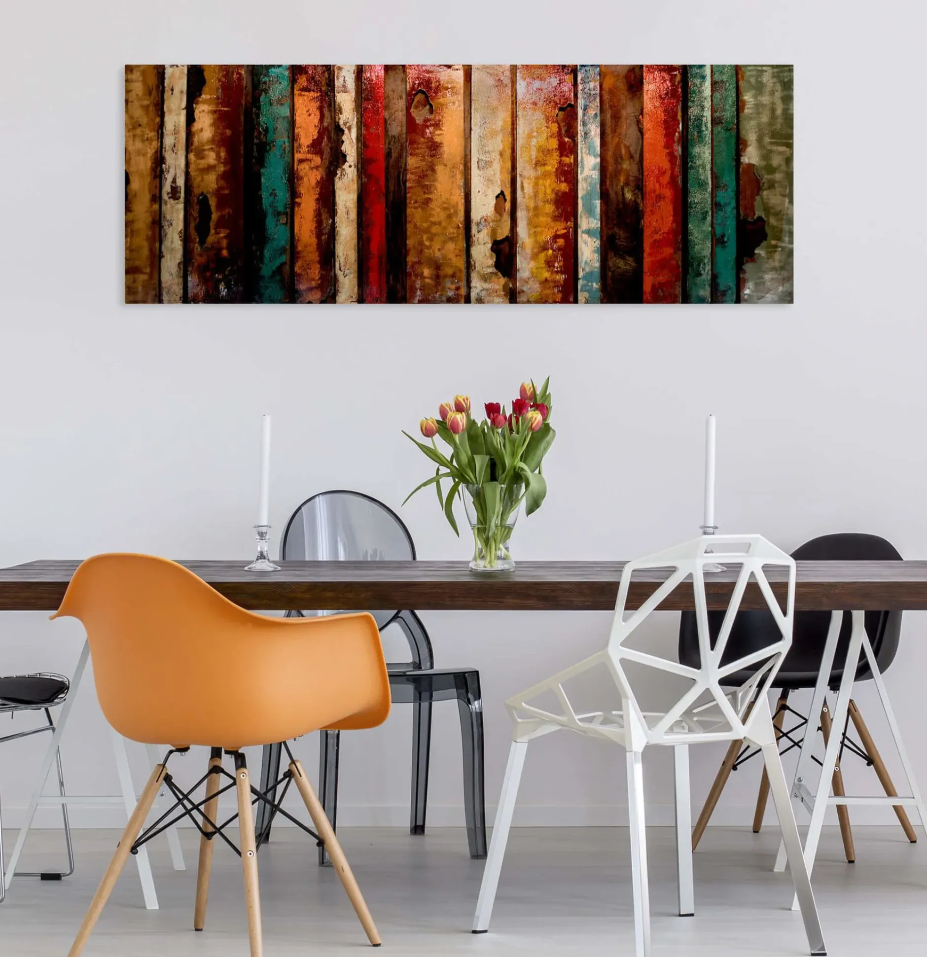 Metallbild 3D 'Flashy Wood' 144x44x5cm