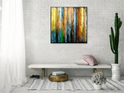 Metallbild 3D 'Flickering Candles' 80x80x4cm