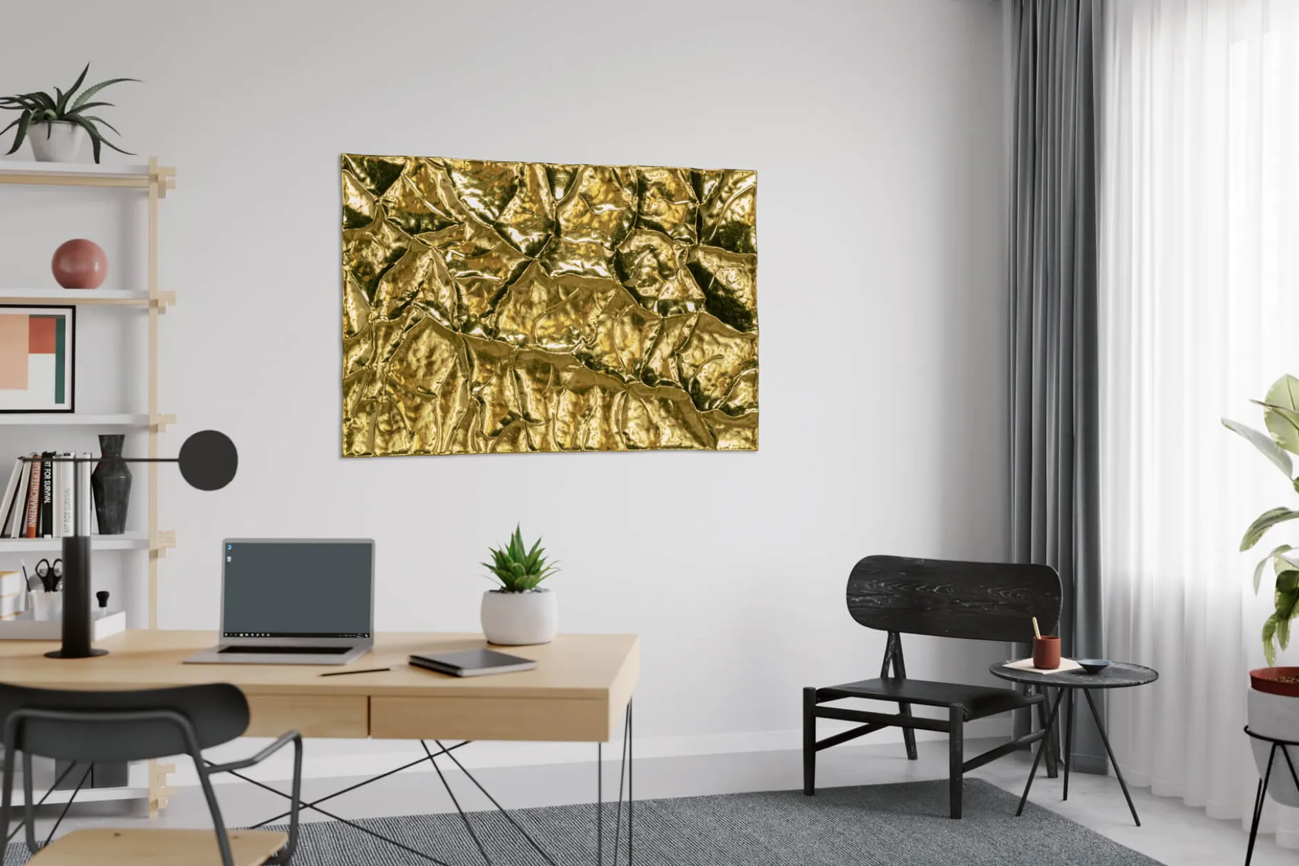 Metallbild 3D 'Goldenes Versteck' 100x70x5cm
