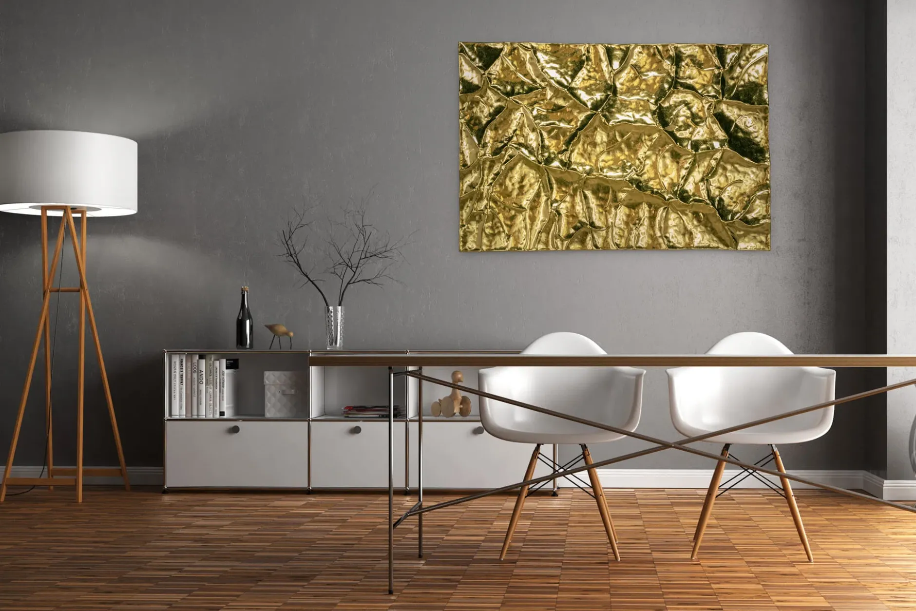 Metallbild 3D 'Goldenes Versteck' 100x70x5cm