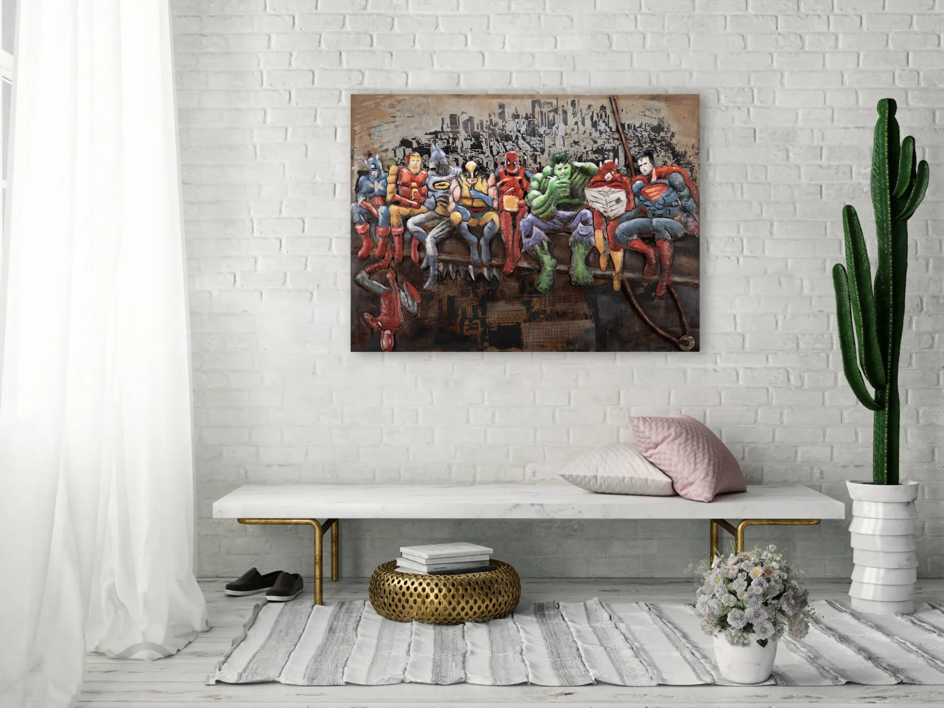 Metallbild 3D 'Helden der Stadt' 100x75x5cm