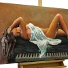Metallbild 3D 'Klavierstunde' 120x60x5cm