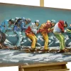 Metallbild 3D 'Lustige Skifahrt' 120x60x6cm