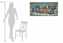 Metallbild 3D 'Lustige Skifahrt' 120x60x6cm