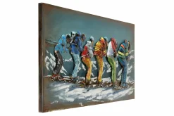 Metallbild 3D 'Lustige Skifahrt' 120x60x6cm
