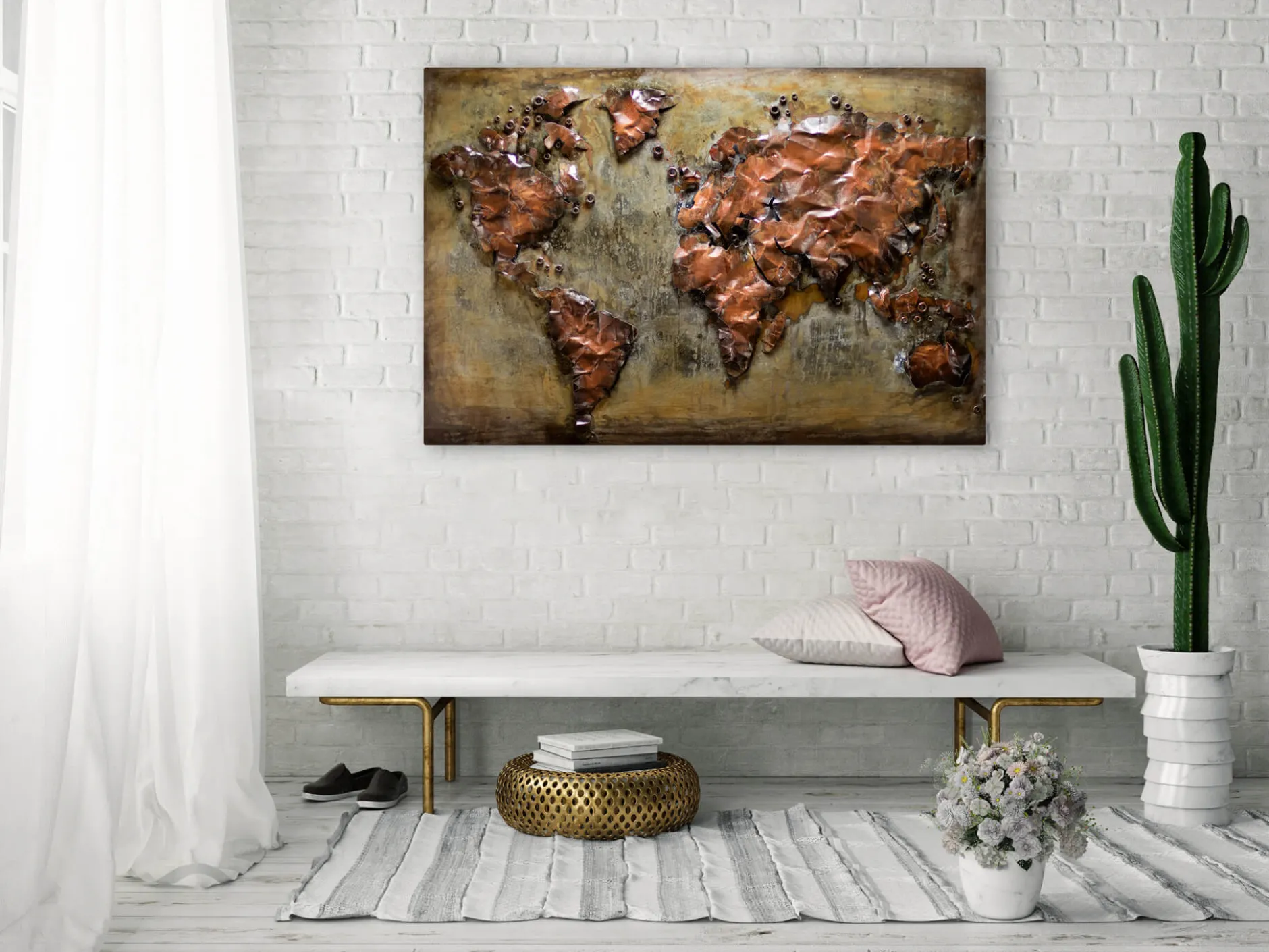 Metallbild 3D 'Metal Map' 100x70x4cm