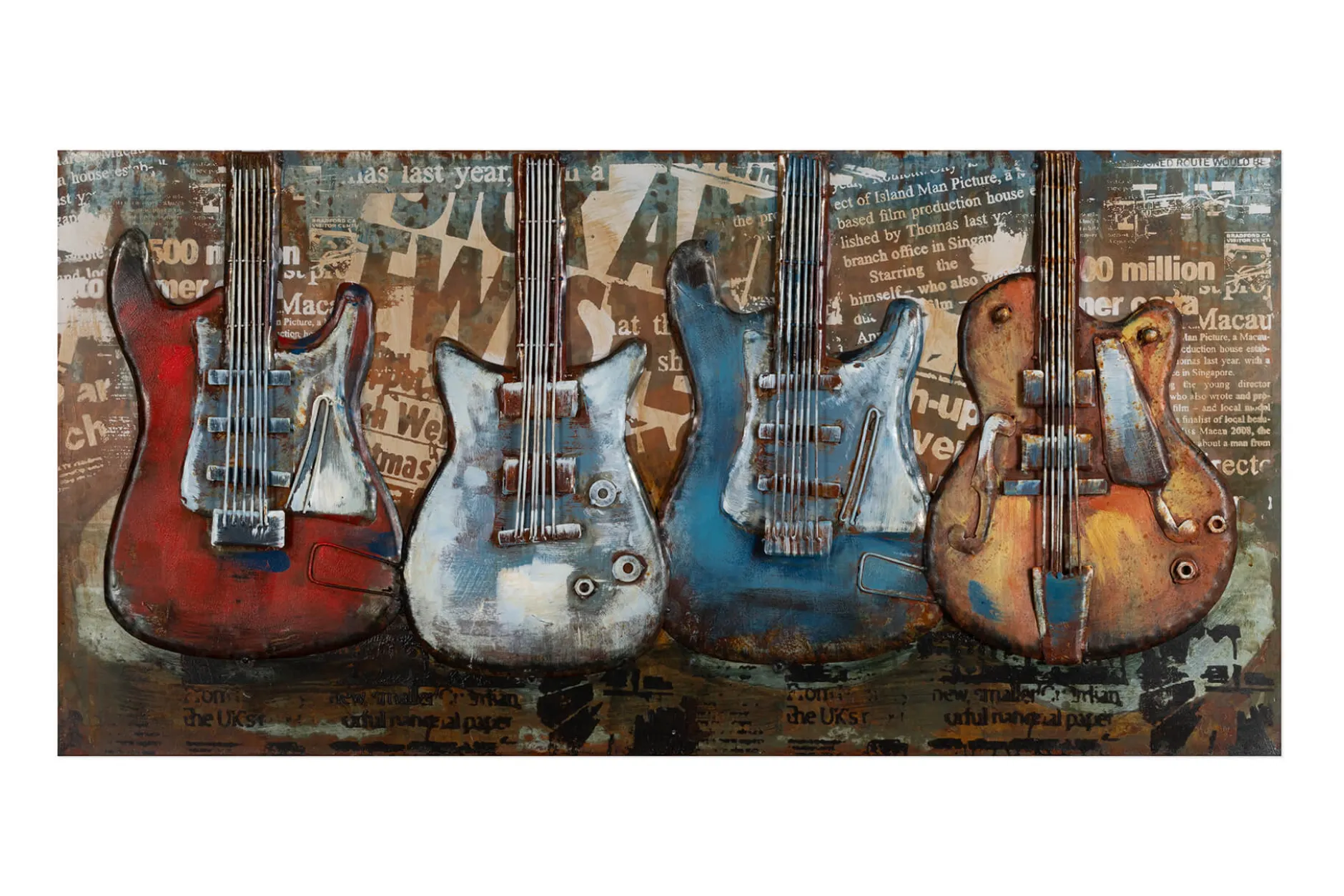 Metallbild 3D 'Rock the Beat' 100x50x4cm
