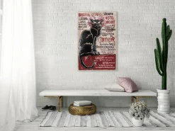 Metallbild 3D 'Schwarze Katze' 60x90x4cm