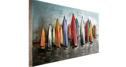 Metallbild 3D 'Speedy Boats' 144x44x5,5cm