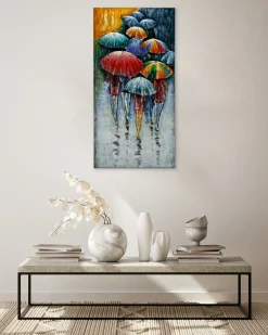 Metallbild 3D 'Umbrella Colors' 50x100x4cm