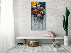 Metallbild 3D 'Umbrella Colors' 50x100x4cm