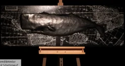 Metallbild 3D 'Whale Watching' 144x44x6cm