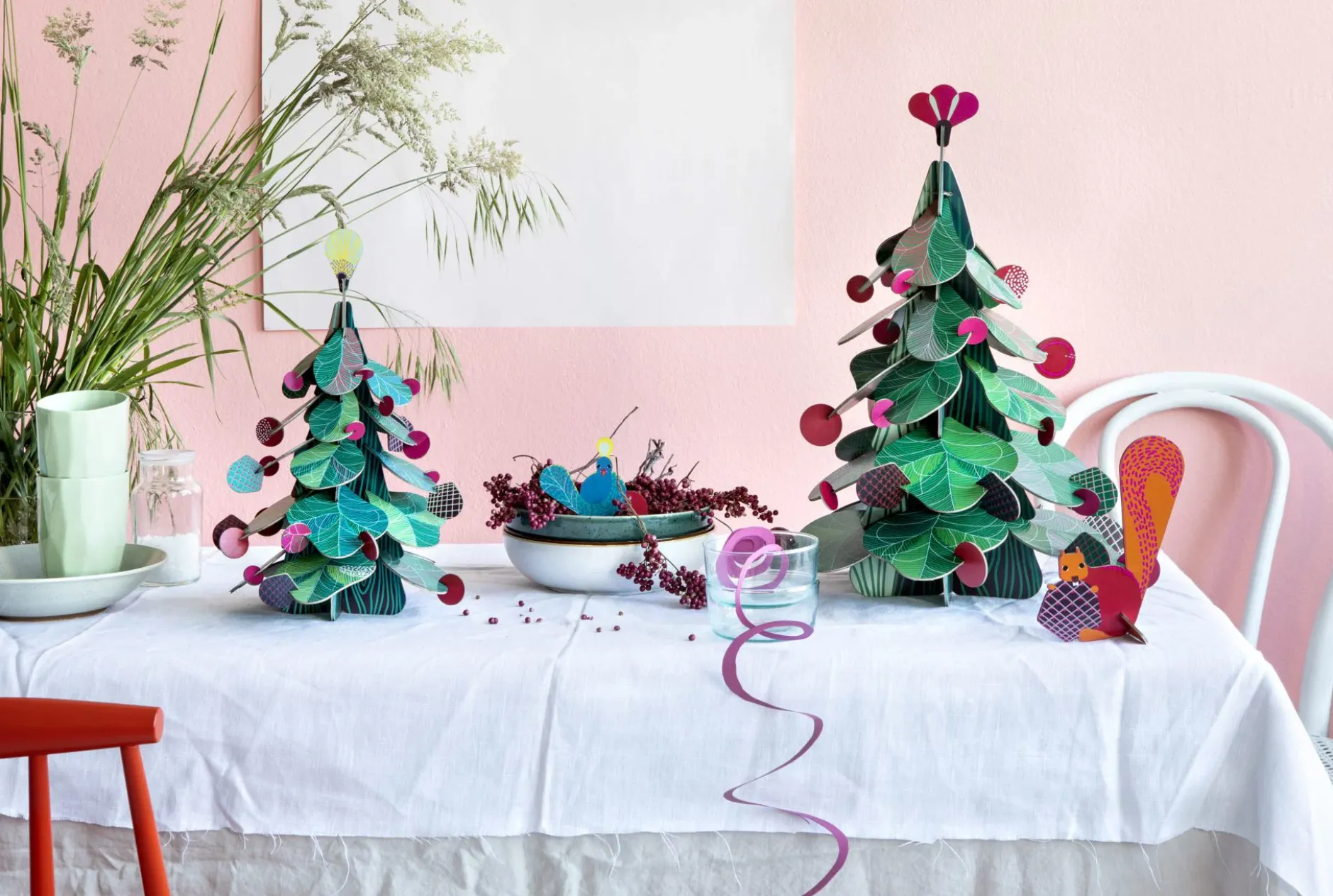 Papierskulptur 'Baum & Eichhörnchen-Set'