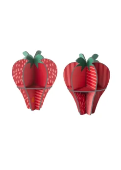 Papierskulptur 'Erdbeerregal-Duo'