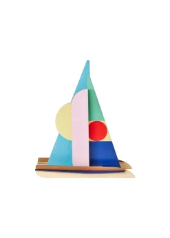 Papierskulptur 'Geometrisches Segelboot'