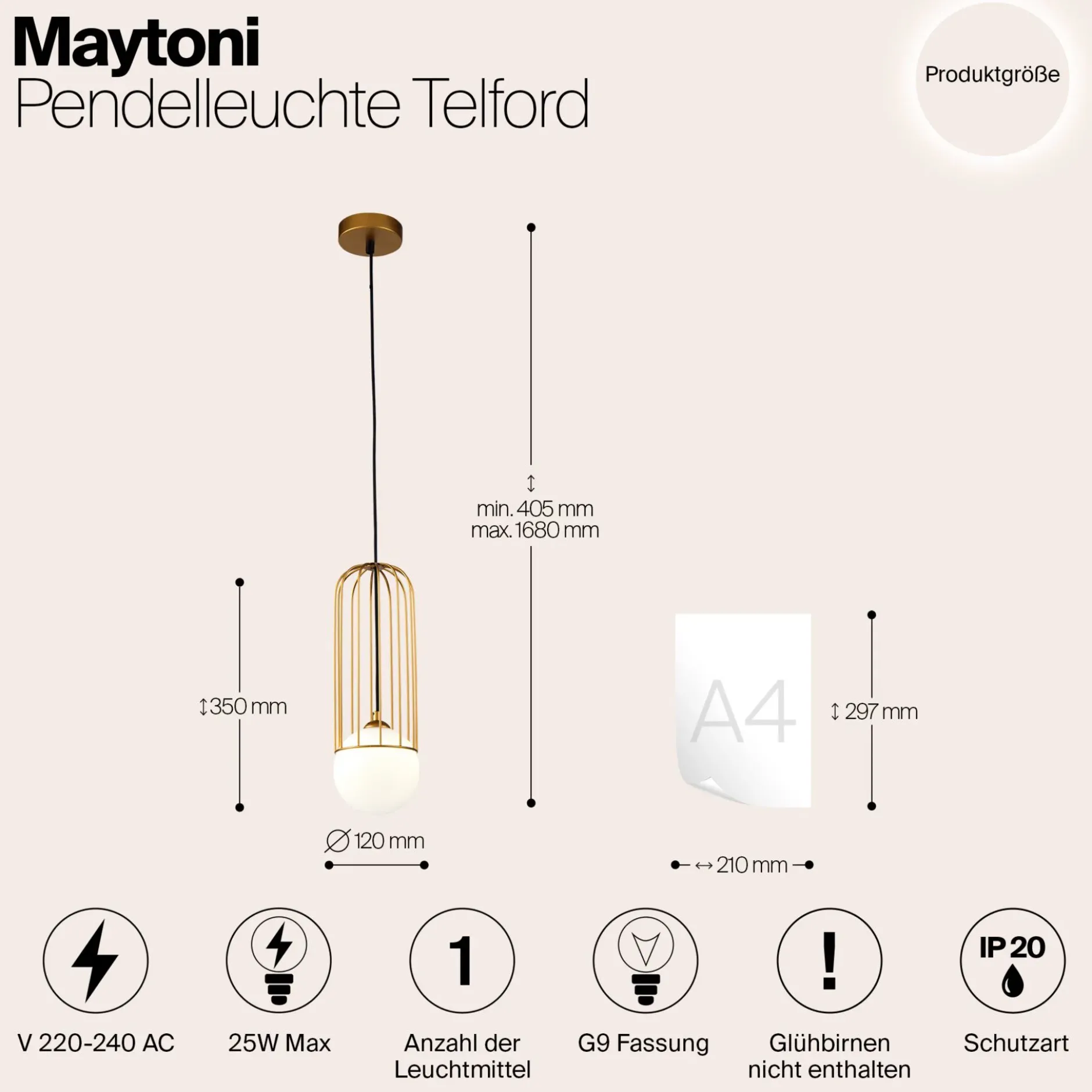 Pendelleuchte 'Telford 1'