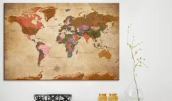 Pinnwand Bild 'World Map: Brown Elegance'