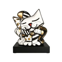 Porzellan Figur 'Golden Cat' von Romero Britto 21x31x25cm