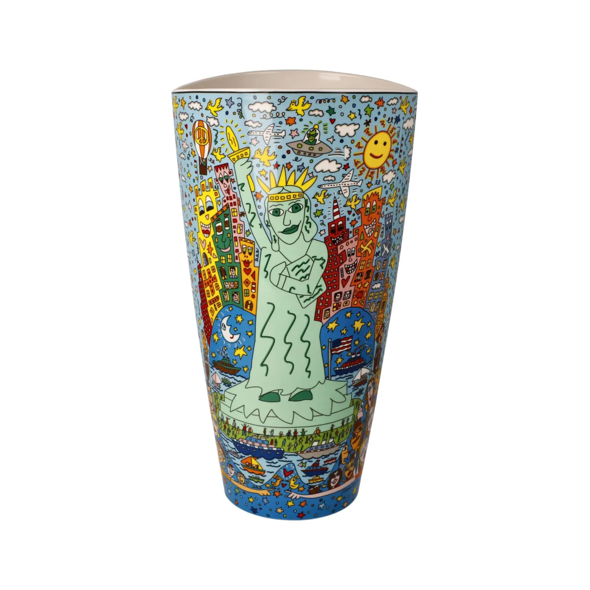Porzellan Vase 'Big Apple Liberty' von James Rizzi 11x28x15cm