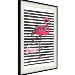 Poster 'Black Stripes and Flamingo'