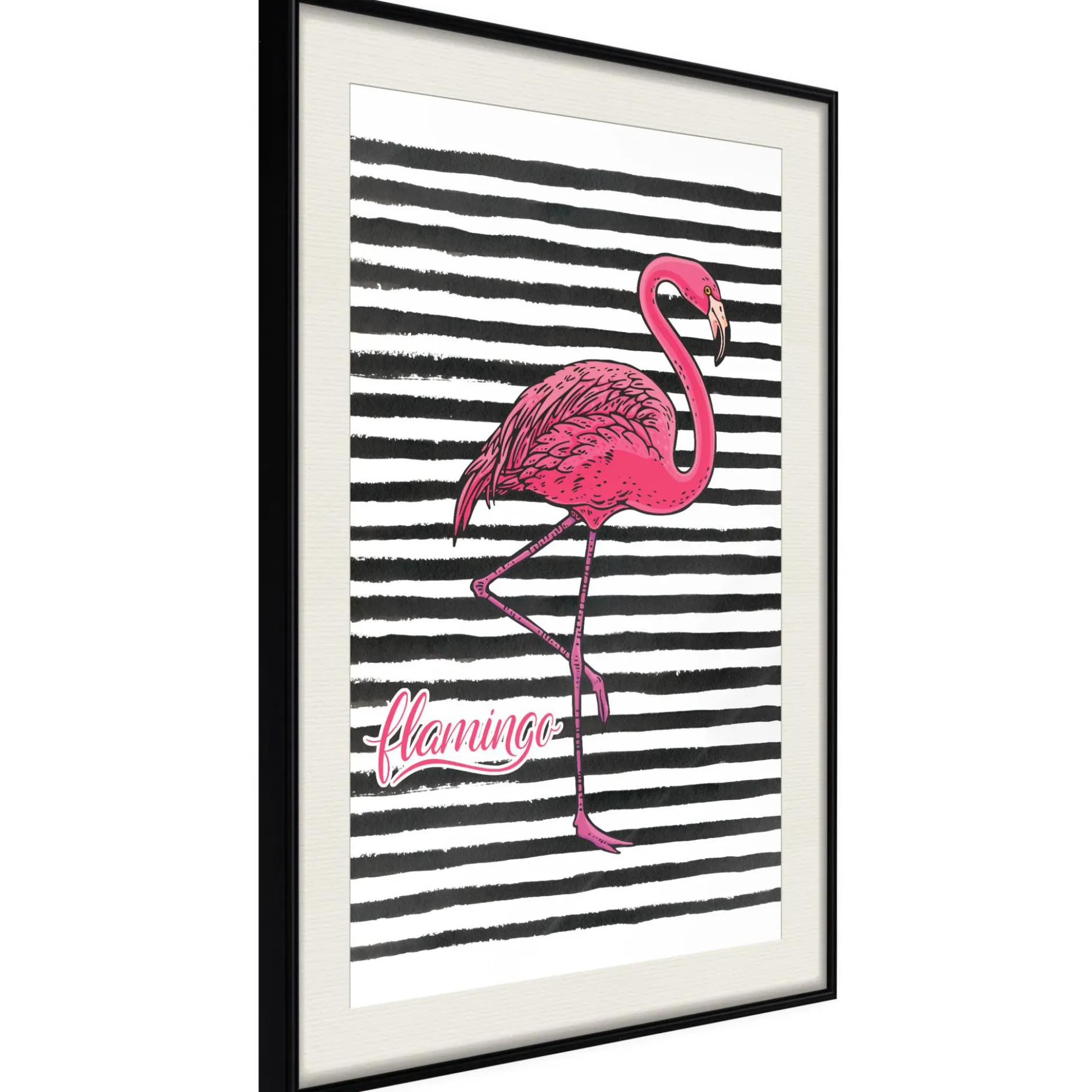 Poster 'Black Stripes and Flamingo'