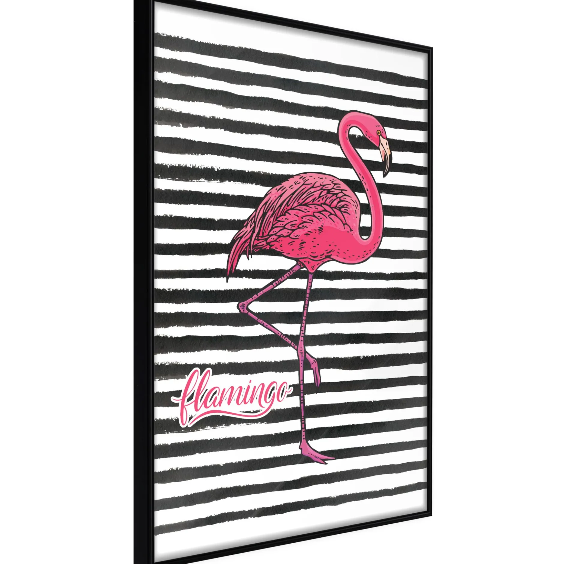Poster 'Black Stripes and Flamingo'