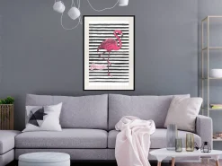 Poster 'Black Stripes and Flamingo'