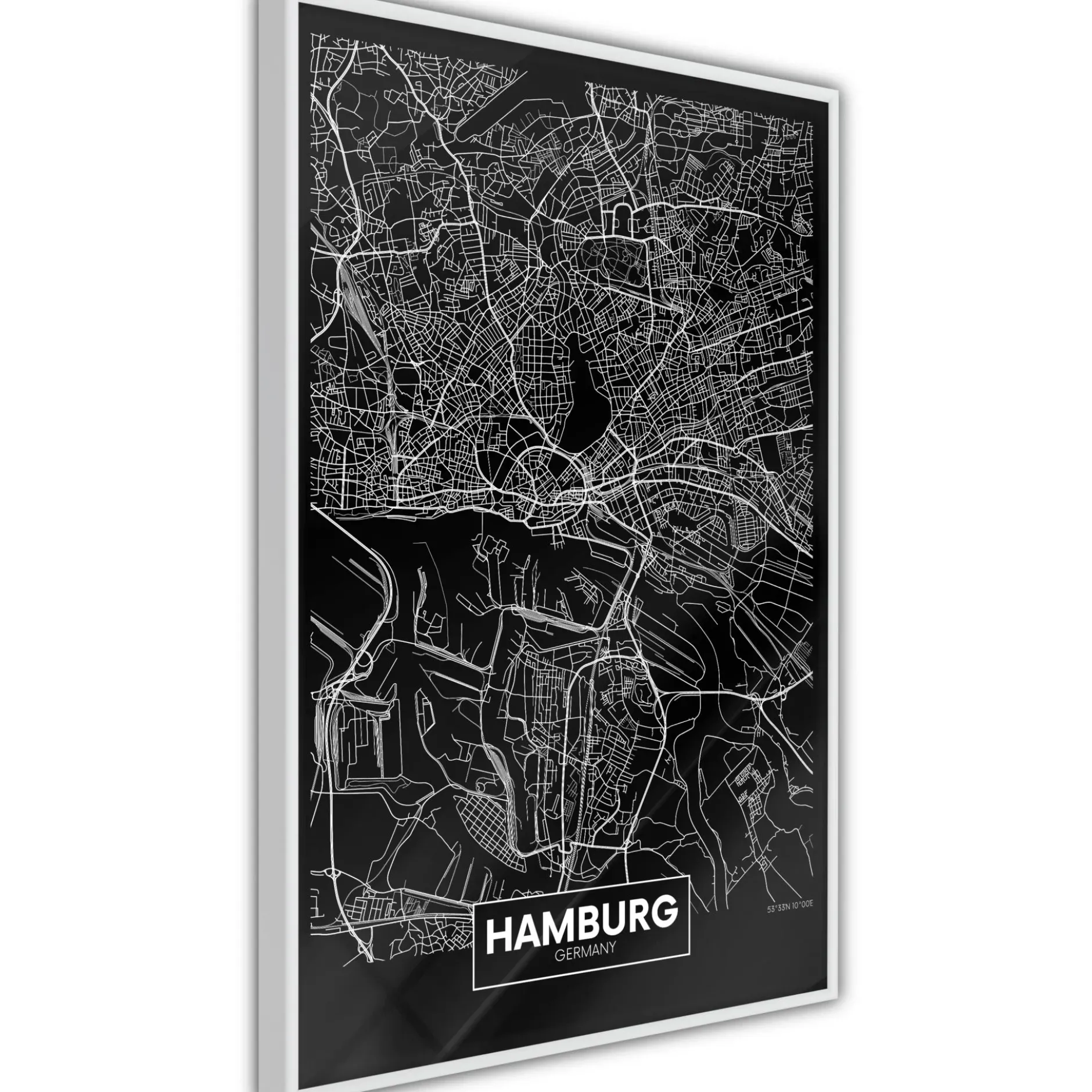 Poster 'City Map: Hamburg (Dark)'