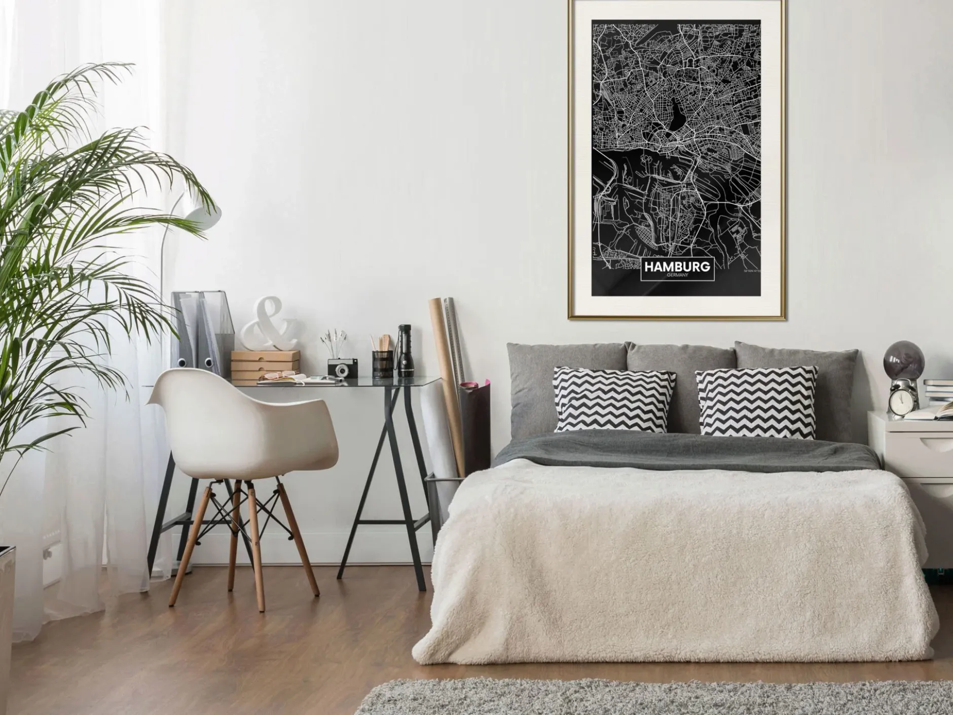 Poster 'City Map: Hamburg (Dark)'