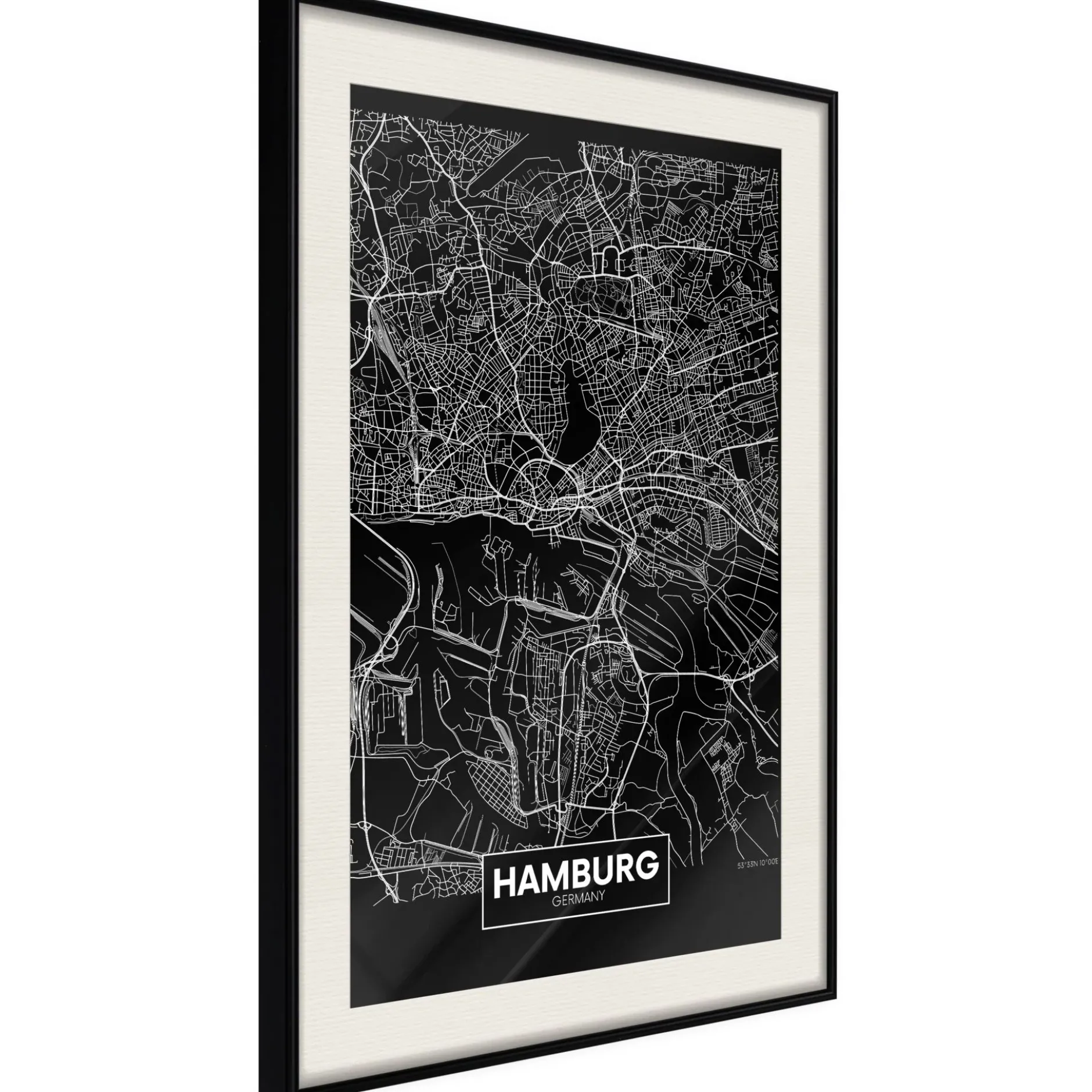 Poster 'City Map: Hamburg (Dark)'