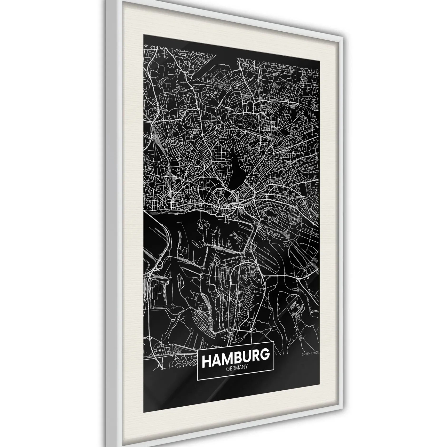 Poster 'City Map: Hamburg (Dark)'
