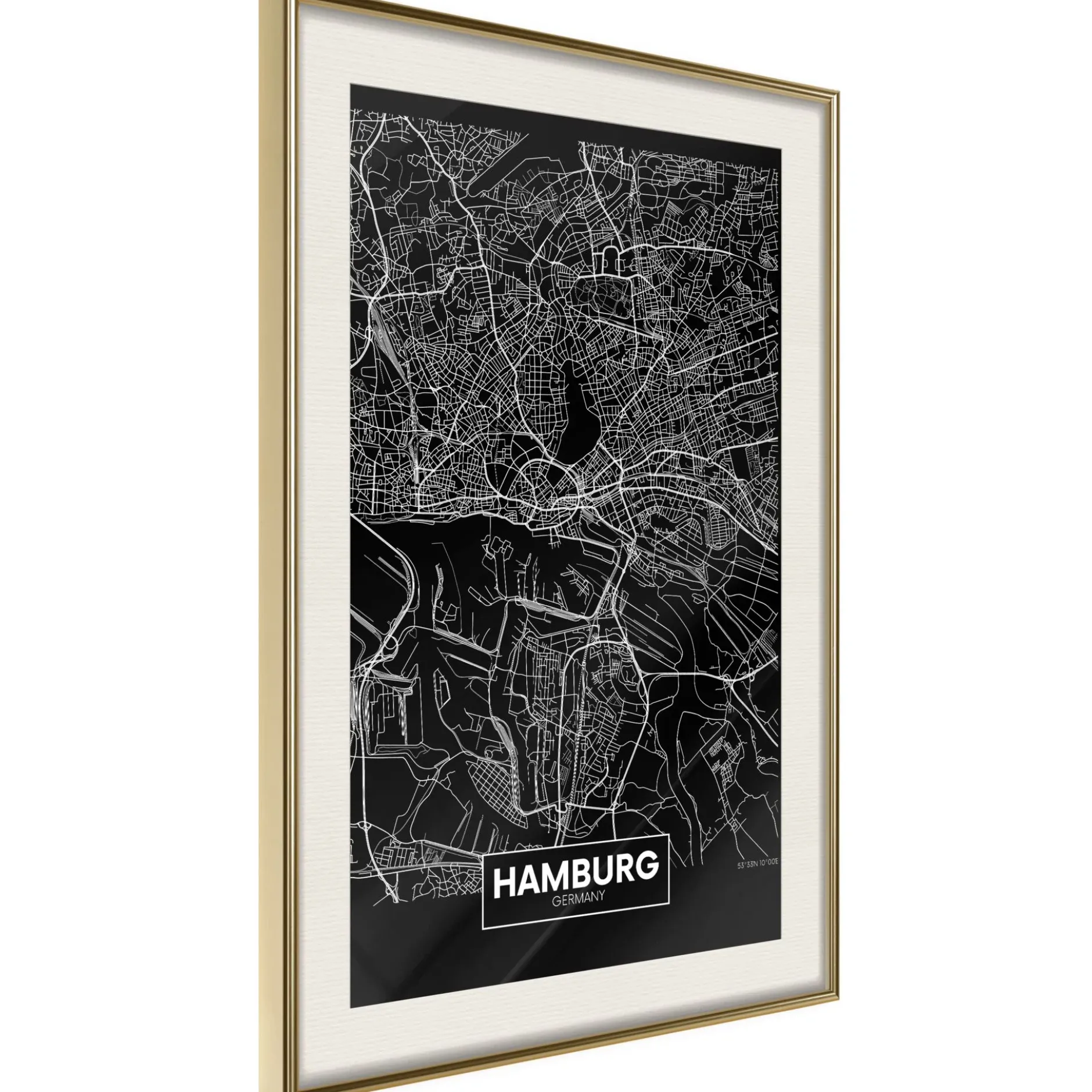 Poster 'City Map: Hamburg (Dark)'