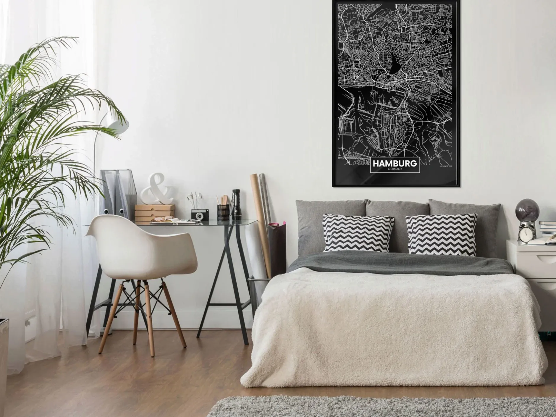 Poster 'City Map: Hamburg (Dark)'