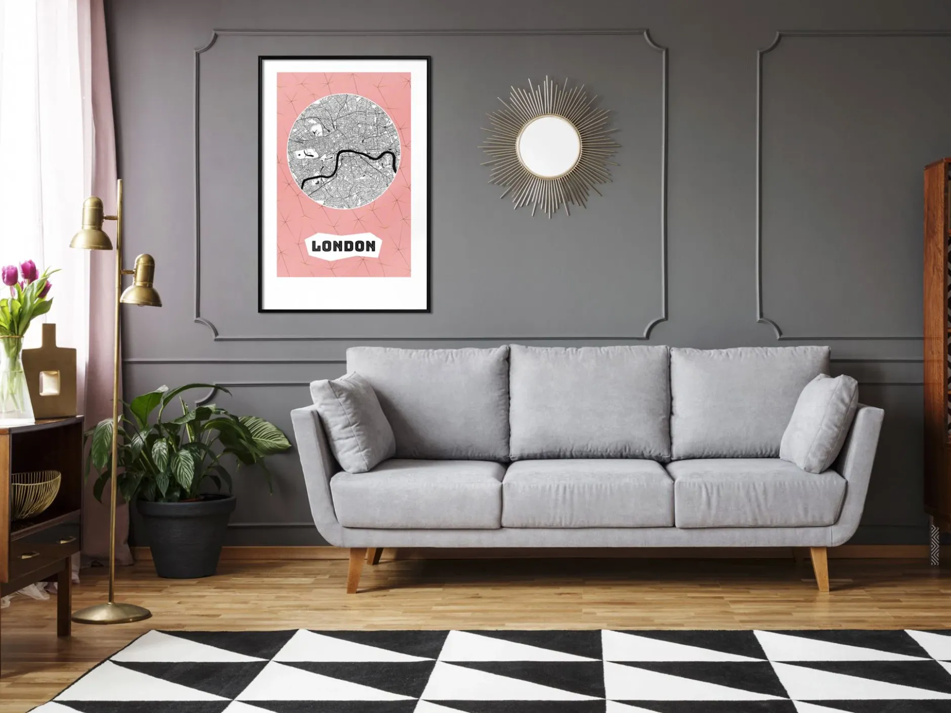 Poster 'City map: London (Pink)'