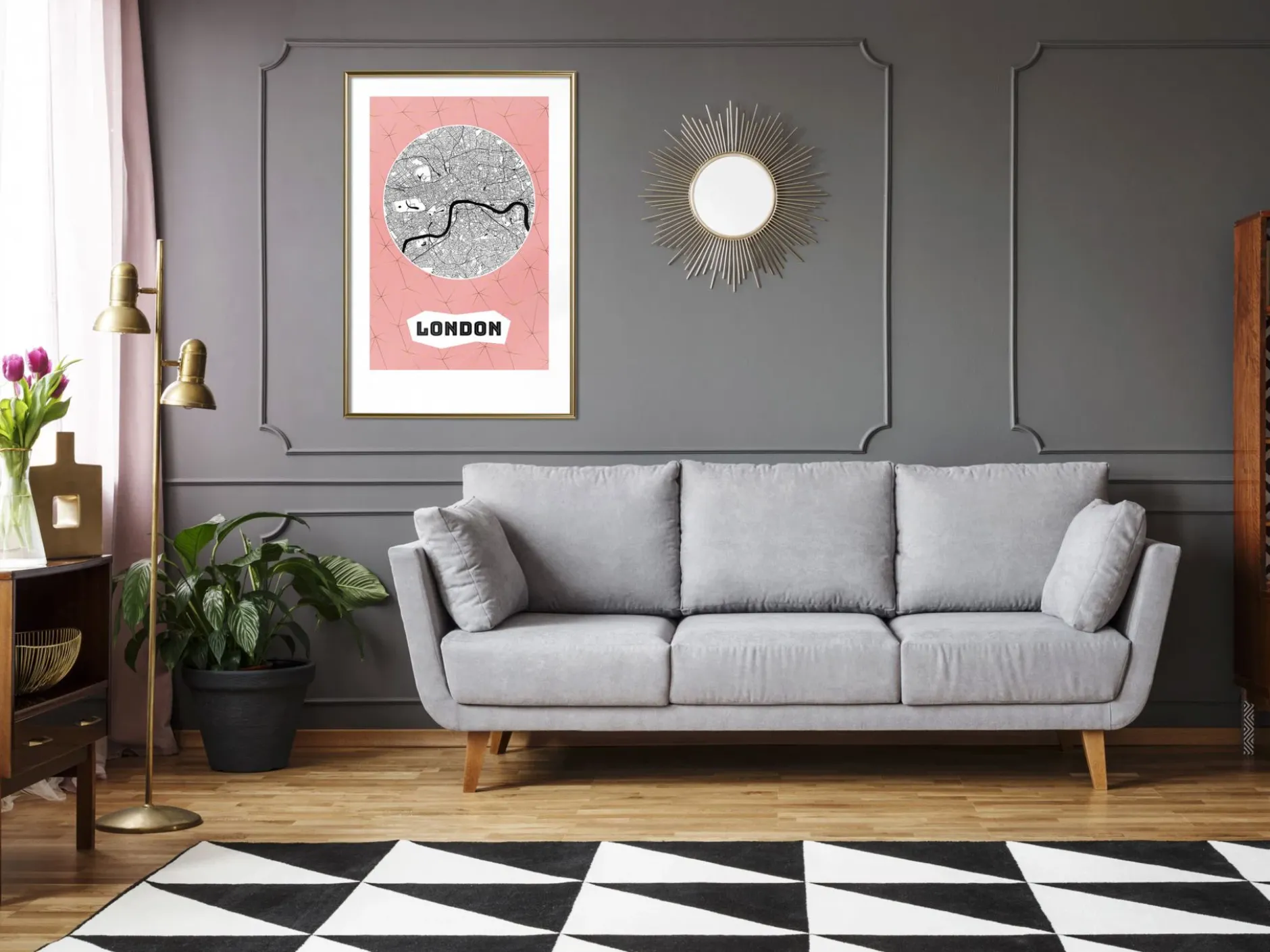 Poster 'City map: London (Pink)'