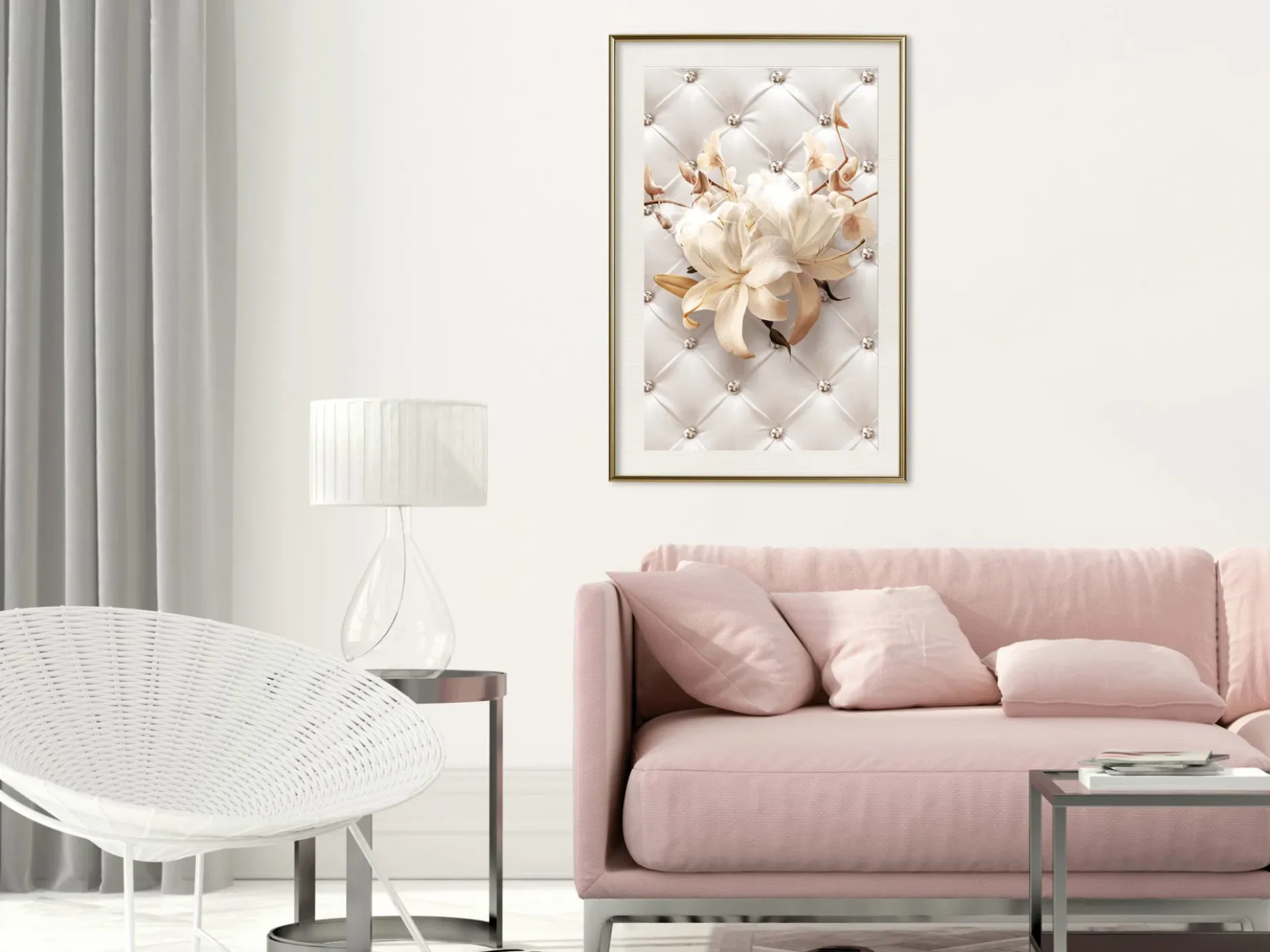 Poster 'Lilies on Leather Upholstery'