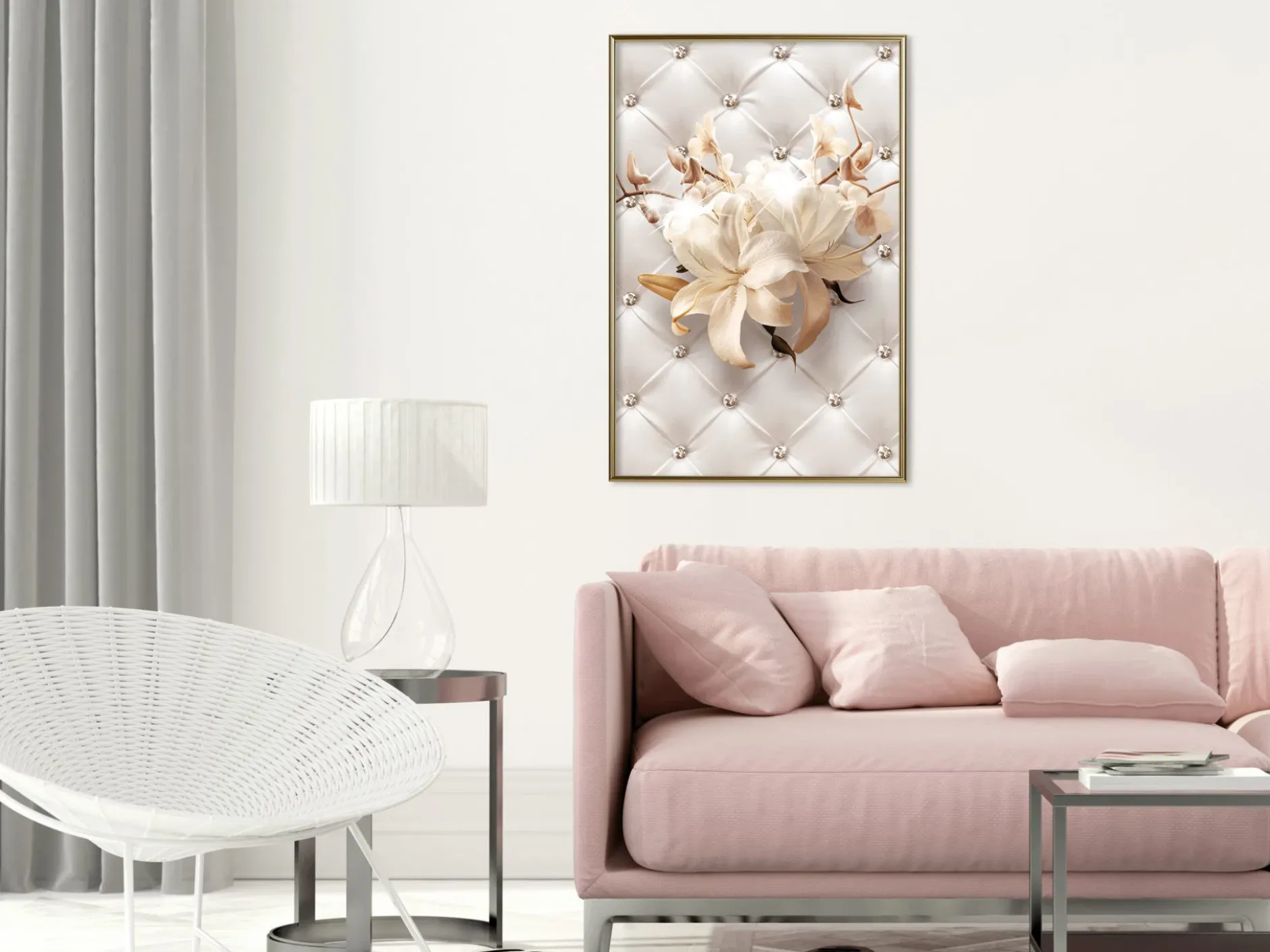 Poster 'Lilies on Leather Upholstery'