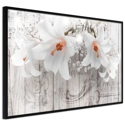 Poster 'Lilies on Wood'