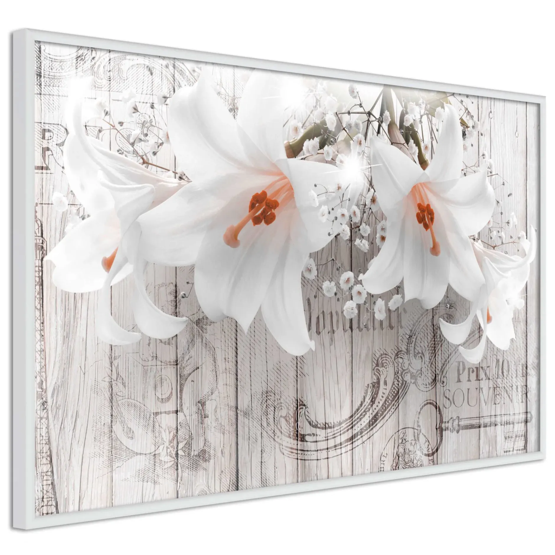 Poster 'Lilies on Wood'