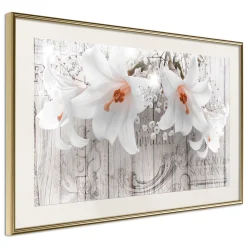 Poster 'Lilies on Wood'