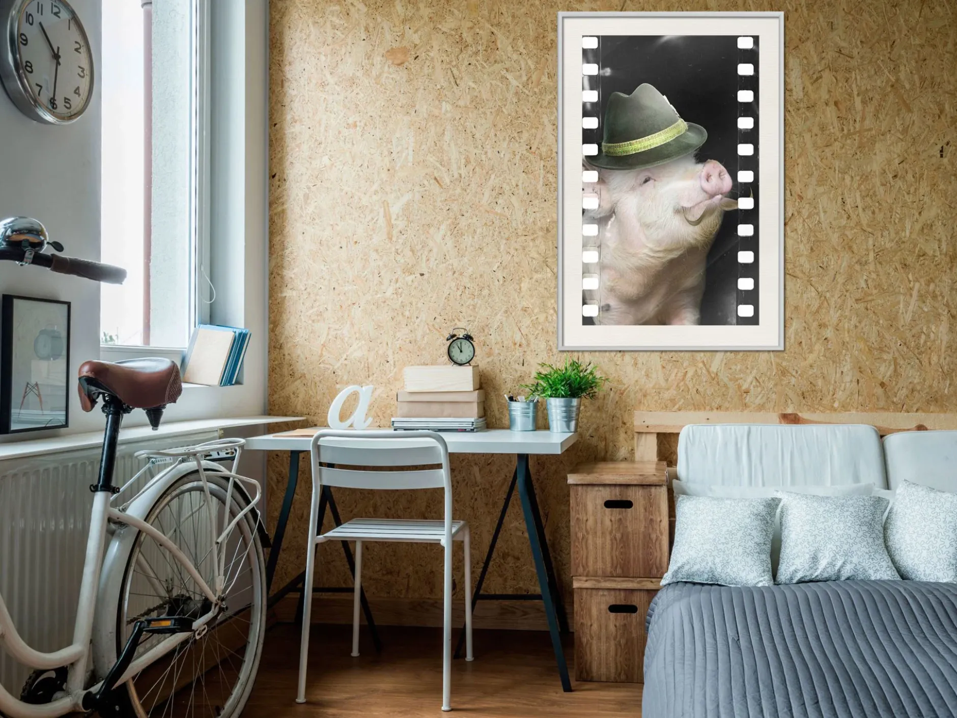 Poster 'Pig with Mustache'