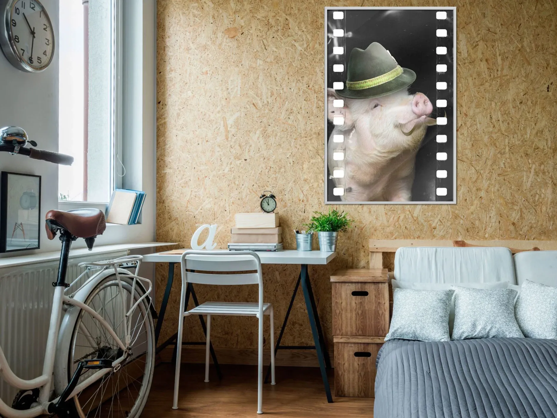 Poster 'Pig with Mustache'