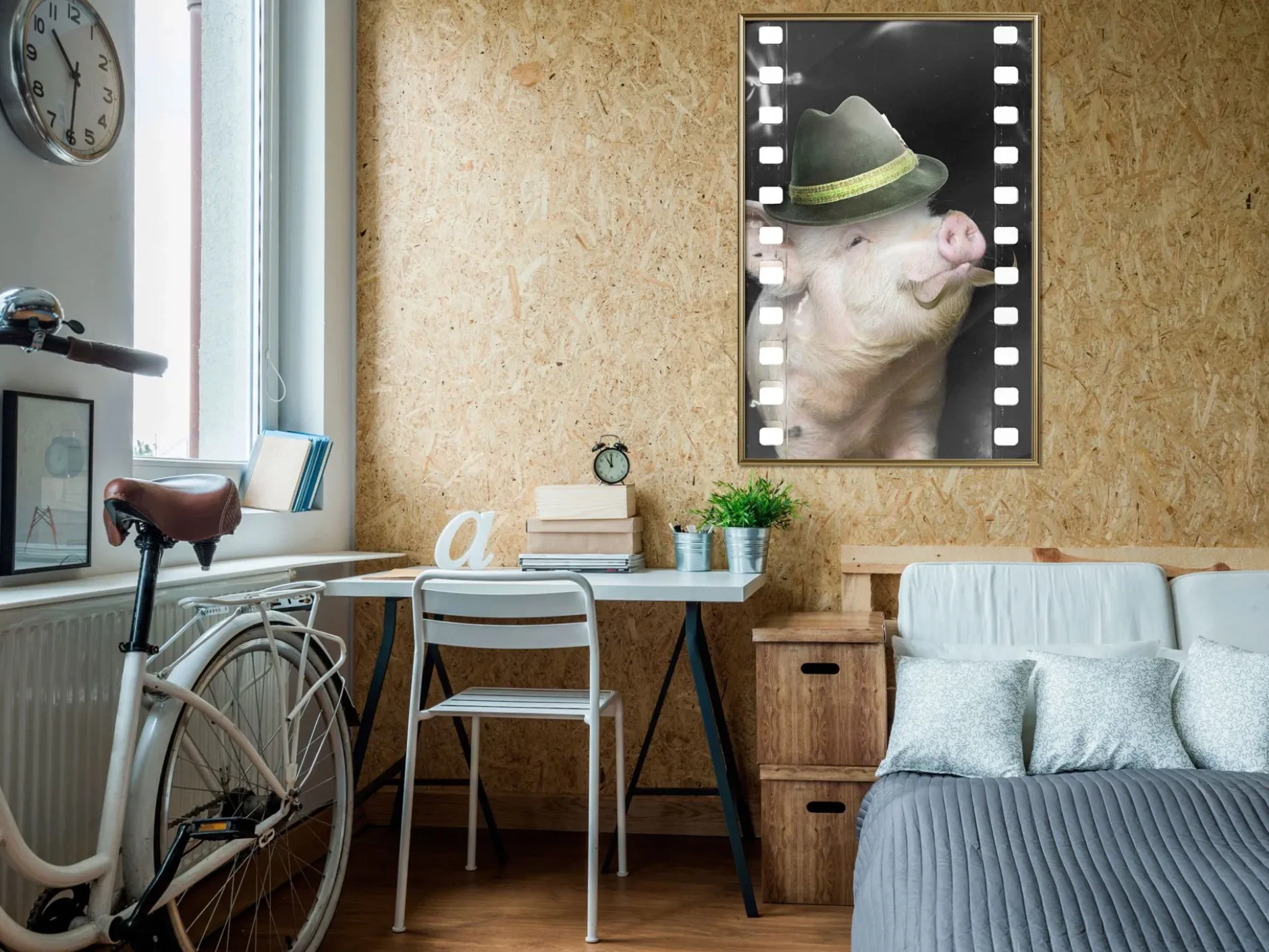 Poster 'Pig with Mustache'