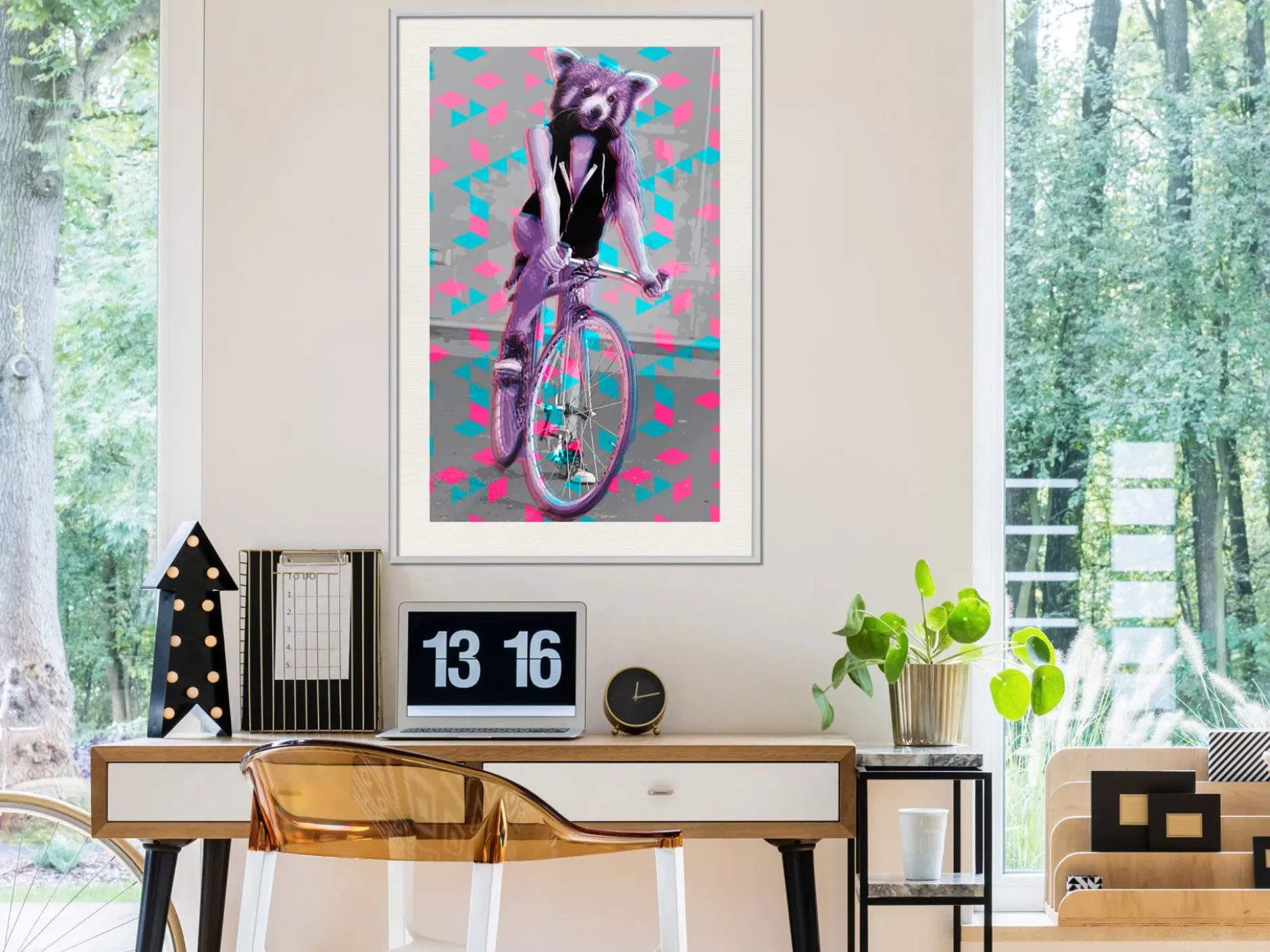 Poster 'Raccoon On The Bike'