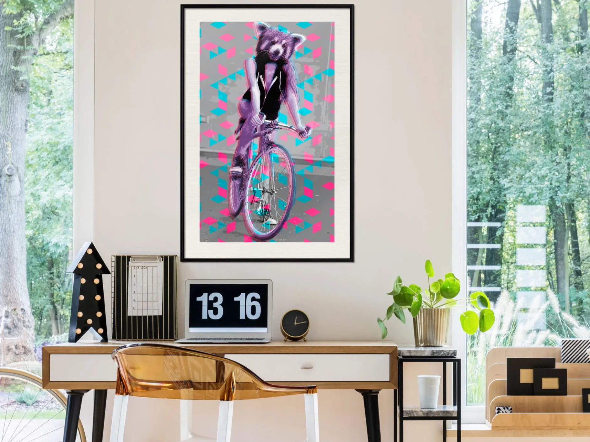 Poster 'Raccoon On The Bike'